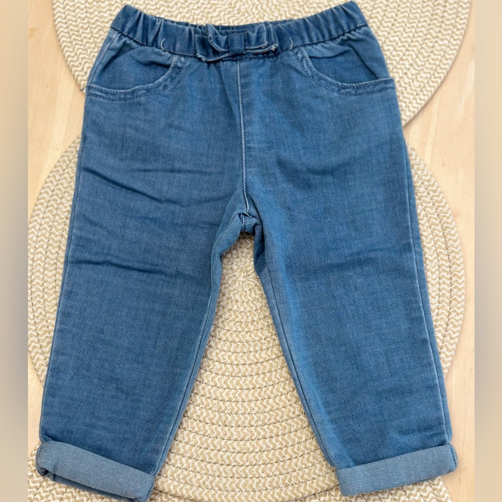NEVER Worn Carters Toddler Soft Denim Jean Leggings with Bow